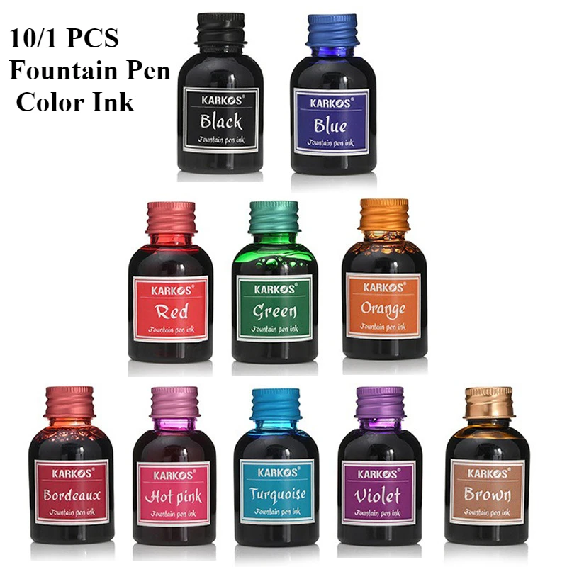 Fountain Pen Bottled Ink - 10/1 szt. 30ml różne kolory atramentu