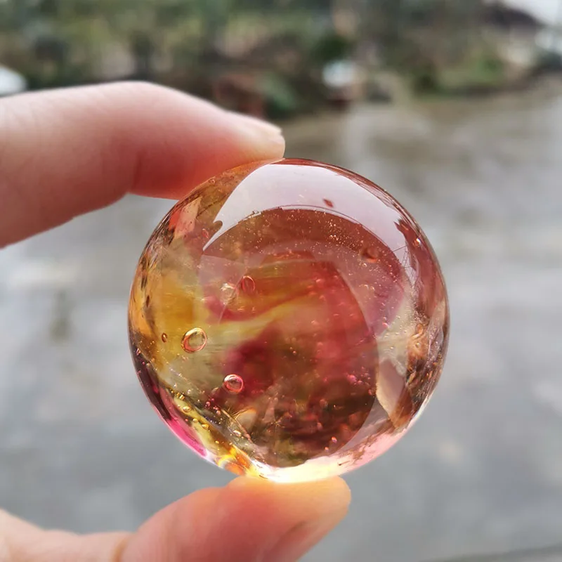 Paper Weight Crystal - Kryształowa Kula Smoka z Glazurowanymi Koralikami