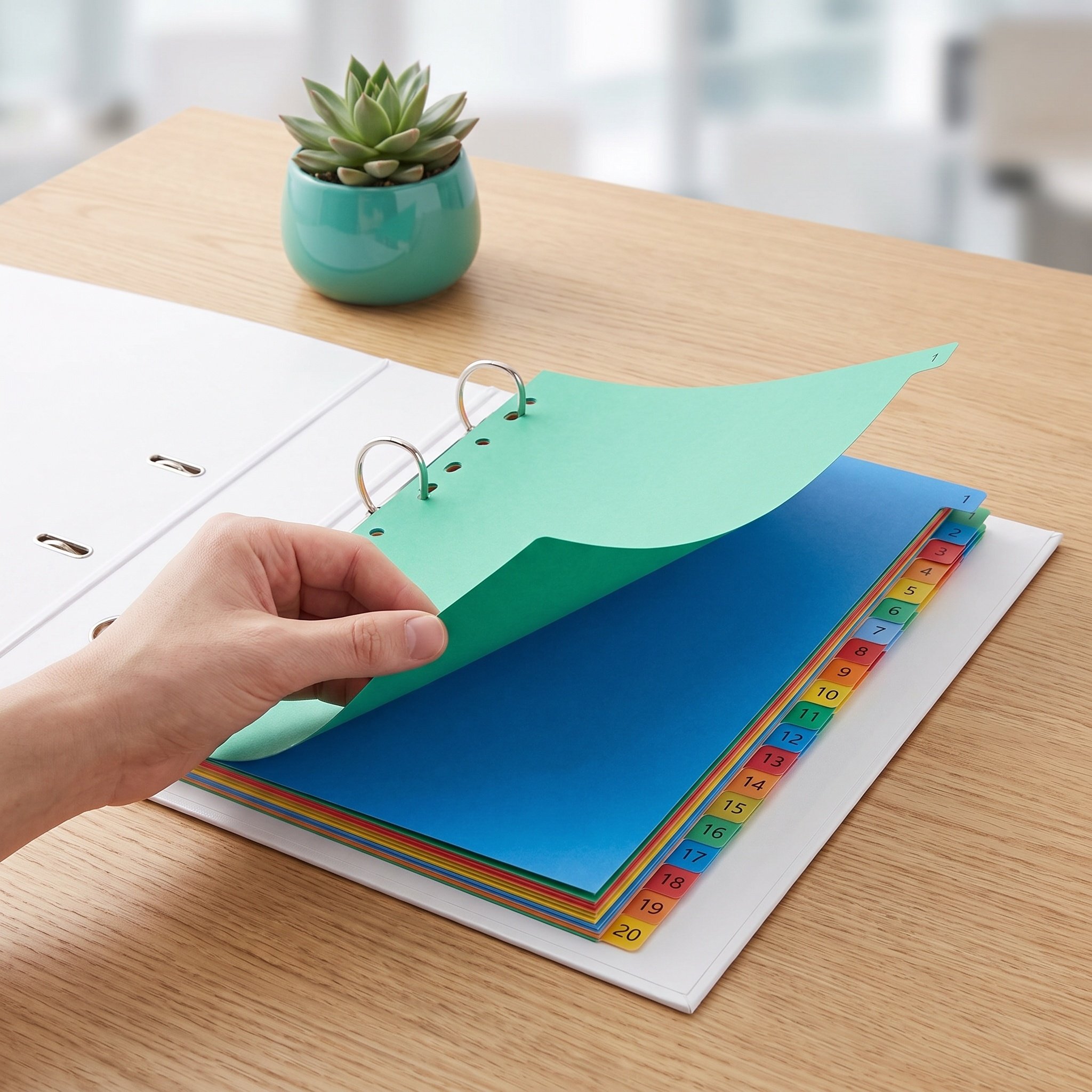Tab Divider A4 - Kolorowe plastikowe przekładki A4 do segregatorów,