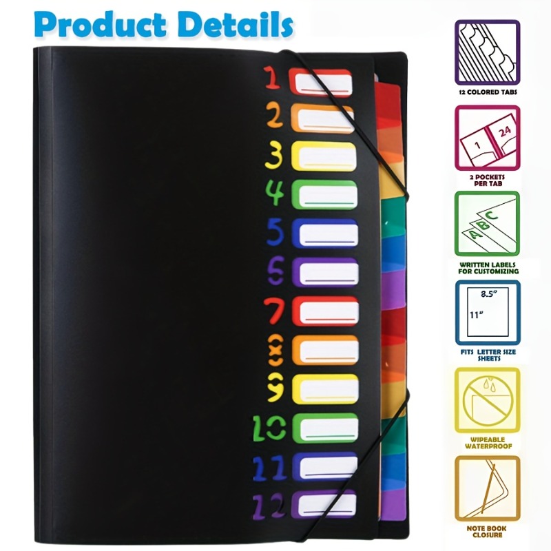 Tab Divider A4 - 1 szt. Czarno-biała teczka A4 z