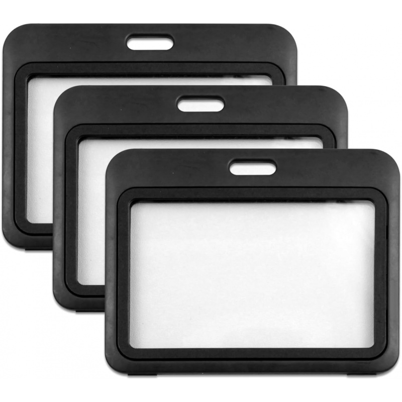 Index Card Holder - 3-pak poziomych, twardego plastikowego etui na