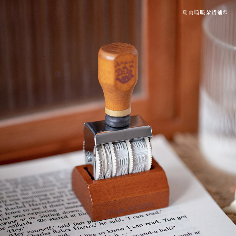 Rubber Date Stamp - Chaoyu Retro Drewniany Stempel Datownik Regulowany