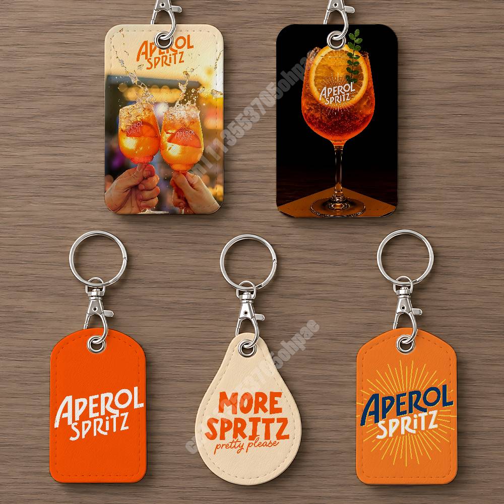 Index Card Holder - Pomarańczowy Prosecco A-Aperol S-Spritz Skórzany Brelok